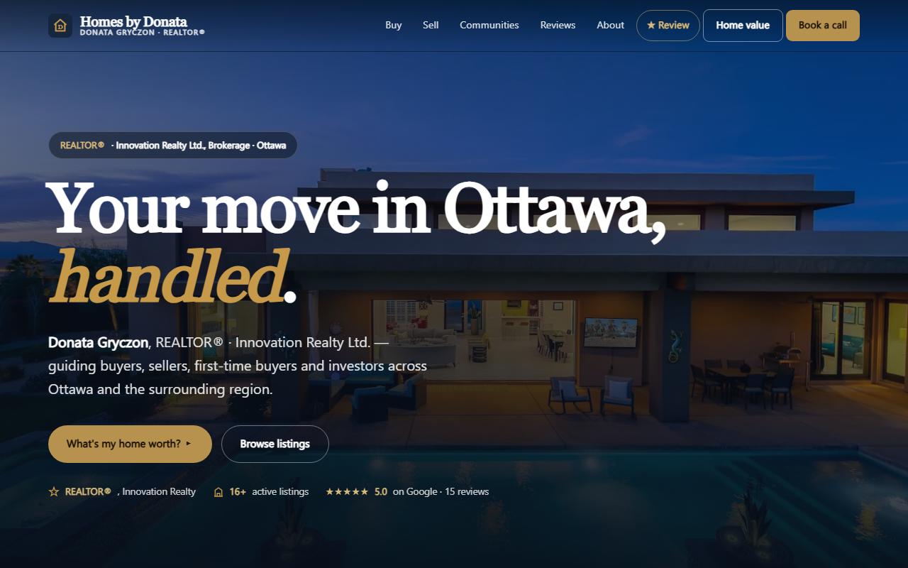 Donata Gryczon website — Ottawa REALTOR personal brand homepage.